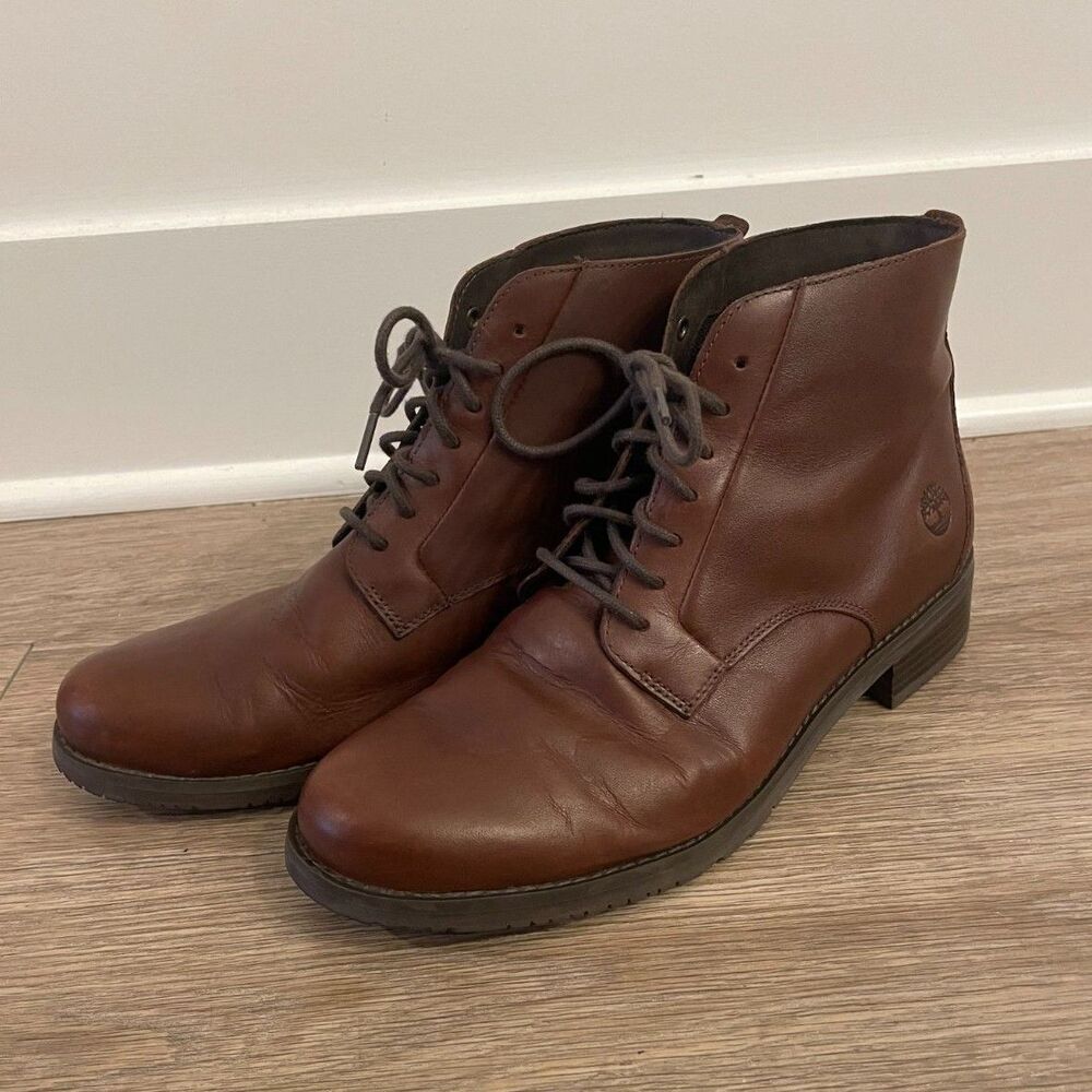 Timberland Brown Leather Mid Lace-Up Boot size 9.5